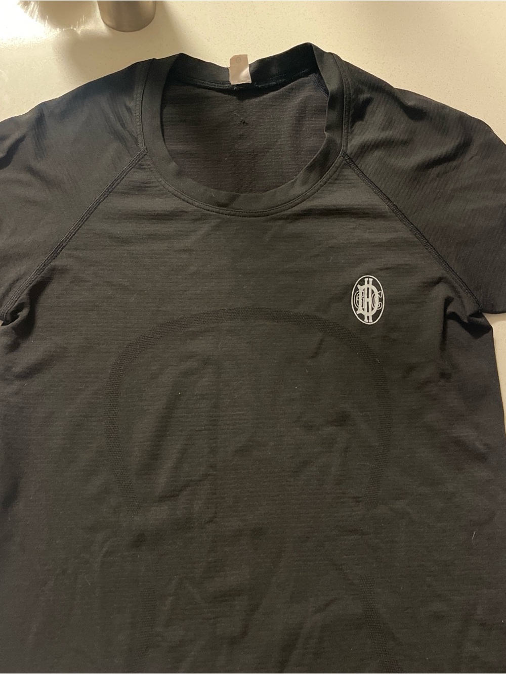 lululemon athletica Black Short Sleeve Crew Tee with Chest Logo